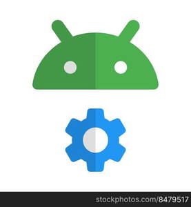 Internal Android operating system settings with cogwheel logotype