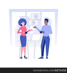 Internal communication isolated concept vector illustration. Colleagues talking and drinking coffee, workers communication, business etiquette, corporate culture, company rules vector concept.. Internal communication isolated concept vector illustration.