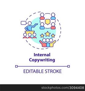 Internal copywriting concept icon. Relationship with employees. Service of PR firm abstract idea thin line illustration. Isolated outline drawing. Editable stroke. Arial, Myriad Pro-Bold fonts used. Internal copywriting concept icon