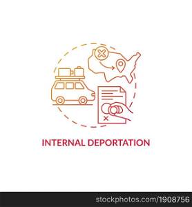 Internal deportation gradient red concept icon. Moving to different country state. Denied entry. Deportation abstract idea thin line illustration. Vector isolated outline color drawing. Internal deportation gradient red concept icon