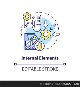 Internal elements concept icon. Changeover process. Setup time reduction. SMED method abstract idea thin line illustration. Isolated outline drawing. Editable stroke. Arial, Myriad Pro-Bold fonts used. Internal elements concept icon