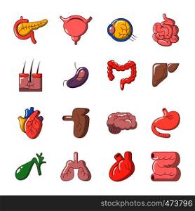 Internal human organs icons set. Cartoon illustration of 16 internal human organs vector icons for web. Internal human organs icons set, cartoon style