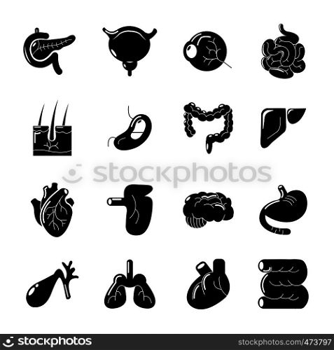 Internal human organs icons set. Simple illustration of 16 internal human organs vector icons for web. Internal human organs icons set, simple style