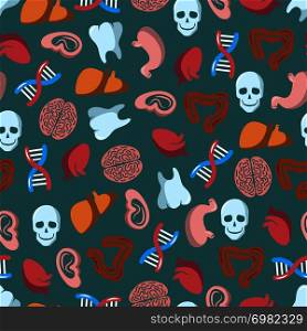 Internal human organs seamless pattern. Anatomy biology medicine, vector illustration. Internal human organs seamless pattern