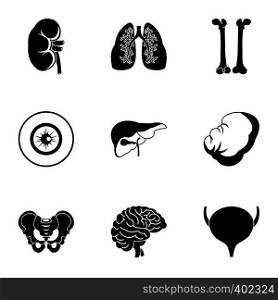 Internal organs icons set. Simple illustration of 9 internal organs vector icons for web. Internal organs icons set, simple style