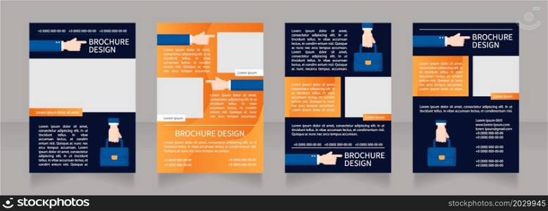 Internal type of recruiting blank brochure layout design. Vertical poster template set with empty copy space for text. Premade corporate reports collection. Editable flyer 4 paper pages. Internal type of recruiting blank brochure layout design