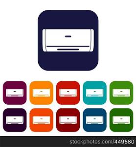 Internal unit air conditioner icons set vector illustration in flat style In colors red, blue, green and other. Internal unit air conditioner icons set flat