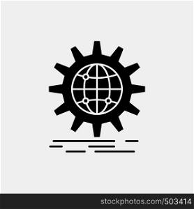 international, business, globe, world wide, gear Glyph Icon. Vector isolated illustration. Vector EPS10 Abstract Template background