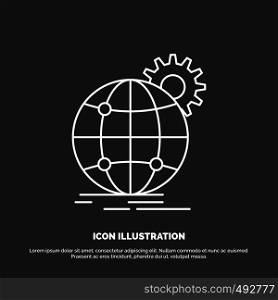 international, business, globe, world wide, gear Icon. Line vector symbol for UI and UX, website or mobile application. Vector EPS10 Abstract Template background