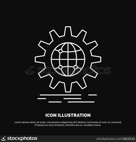 international, business, globe, world wide, gear Icon. Line vector symbol for UI and UX, website or mobile application. Vector EPS10 Abstract Template background