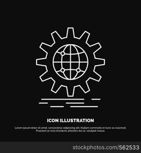 international, business, globe, world wide, gear Icon. Line vector symbol for UI and UX, website or mobile application. Vector EPS10 Abstract Template background