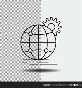 international, business, globe, world wide, gear Line Icon on Transparent Background. Black Icon Vector Illustration. Vector EPS10 Abstract Template background