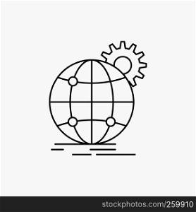 international, business, globe, world wide, gear Line Icon. Vector isolated illustration