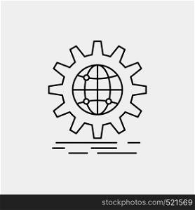 international, business, globe, world wide, gear Line Icon. Vector isolated illustration. Vector EPS10 Abstract Template background