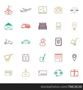 International business line icons flat color, stock vector