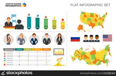 International business percentage charts template for presentation. Business data. Abstract elements of diagram. Schedule, management, finance or statistics creative concept for infographic.
