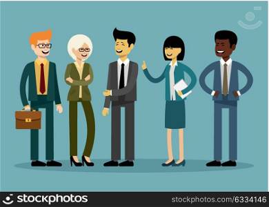 International business team, office workers. Vector illustration