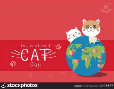 International cat day design on pink background vector illustration