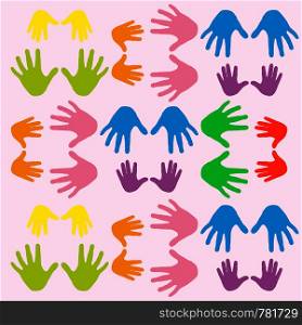 International Childrens Day. Concept of the event. Childrens palms. Pairs of hands big and small. International Childrens Day