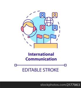 International communication concept icon. Improving intercultural relations abstract idea thin line illustration. Isolated outline drawing. Editable stroke. Arial, Myriad Pro-Bold fonts used. International communication concept icon