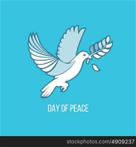International day of peace. The dove of peace.Vector logo of a white dove and an olive branch.