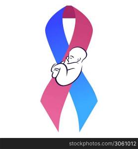 International day of premature babies. Festive ribbon with a baby. The object is separate from the background. Vector element for articles, logos and your design.. International day of premature babies. Festive ribbon with a baby. The object is separate from the background. Vector element