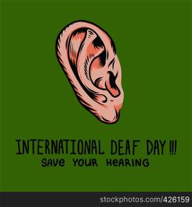 International deaf day green concept background. Hand drawn illustration of international deaf day green vector concept background for web design. International deaf day green concept background, hand drawn style
