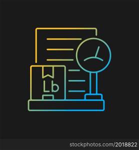 International delivery packing list Lb gradient vector icon for dark theme. Iformation of cargo weight in pounds. Thin line color symbol. Modern style pictogram. Vector isolated outline drawing. International delivery packing list Lb gradient vector icon for dark theme