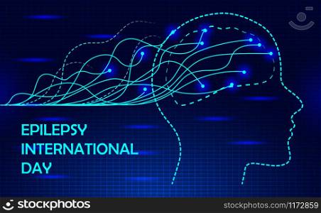 International Epilepsy Day is special event on the second Monday of February. Epileptic, neurology health care. Migraine, terrible headache concept vector. The impulses in the brain.. International Epilepsy Day is special event on the second Monday of February. Epileptic, neurology health care. Migraine, terrible headache concept vector.