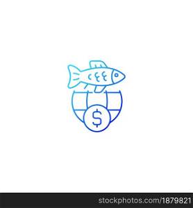 International fisheries trade permit gradient linear vector icon. Import and export regulation. Reexport monitoring. Thin line color symbol. Modern style pictogram. Vector isolated outline drawing. International fisheries trade permit gradient linear vector icon