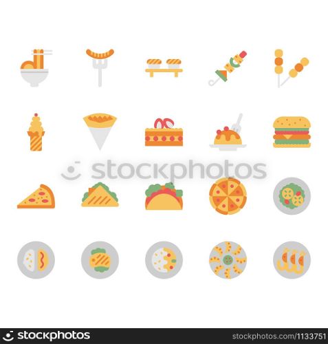 International food icon and symbol set in flat design