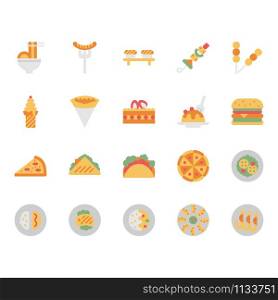 International food icon and symbol set in flat design