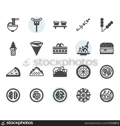 International food icon and symbol set in glyph design