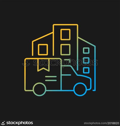 International freight delivery broker company gradient vector icon for dark theme. Cargo transportation business logo. Thin line color symbol. Modern style pictogram. Vector isolated outline drawing. International freight delivery broker company gradient vector icon for dark theme