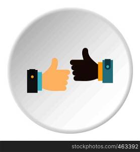 International gesture approval icon in flat circle isolated vector illustration for web. International gesture approval icon circle