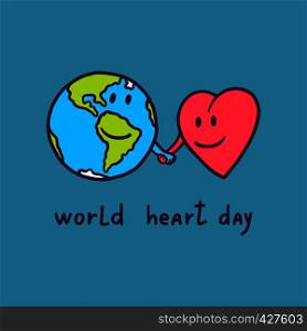 International heart day concept background. Hand drawn illustration of international heart day vector concept background for web design. International heart day concept background, hand drawn style