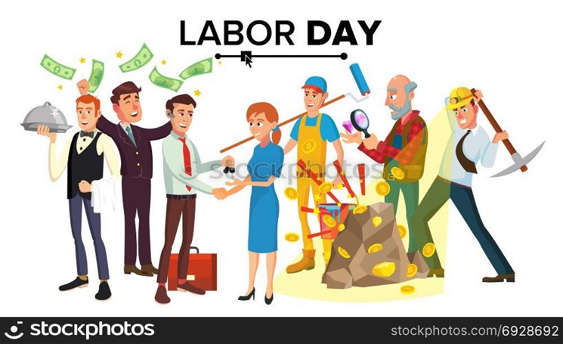 International Labor Day Vector. People Group Different Occupation Set. Isolated Cartoon Character Illustration. Labor Day Vector. A Group Of People Of Different Professions. Flat Isolated Cartoon Character Illustration