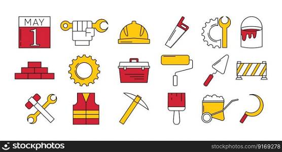 International Labour Day icons set. 1st May Worker s Day. Vector. International Labour Day icons set. 1st May Worker s Day.