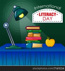 International literacy day concept background. Cartoon illustration of international literacy day vector concept background for web design. International literacy day concept background, cartoon style