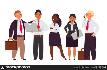 International managers team. People business, manager working with employee. Businessmen work, success agreement meeting decent vector concept. Team manager, business employee standing illustration. International managers team. People business, manager working with employee. Businessmen work, success agreement meeting decent vector concept