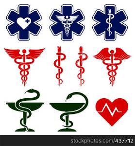 International medical, pharmacy and emergency care vector symbols. Medical glyph collection illustration. International medical, pharmacy and emergency care vector symbols
