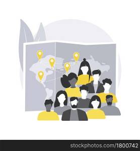 International migration abstract concept vector illustration. International migrants, border control, movement of people, leaving a country, application form, travel with bag abstract metaphor.. International migration abstract concept vector illustration.