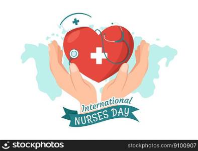International Nurses Day on May 12 Illustration for Contributions that Nurse Make to Society in Flat Cartoon Hand Drawn for Landing Page Templates