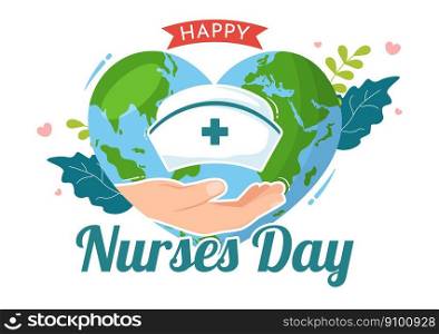 International Nurses Day on May 12 Illustration for Contributions that Nurse Make to Society in Flat Cartoon Hand Drawn for Landing Page Templates