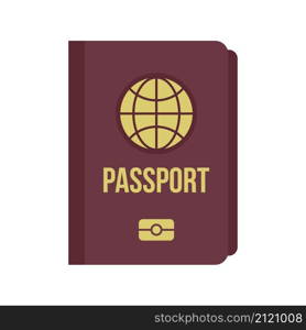 International passport icon. Flat illustration of international passport vector icon isolated on white background. International passport icon flat isolated vector
