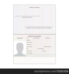 International Passport Vector. People Identification Document. Business, Travel Concept.. International Passport Vector. Opened Passport Page Blank Template. Identification Document.