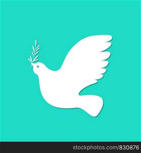 International Peace Day. Concept of a social holiday. White dove with olive branch.. International Peace Day. White dove with olive branch.