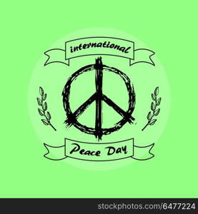 International Peace Day on Vector Illustration. International peace day image representing symbol of freedom with ribbons and leaves isolated on green background vector illustration