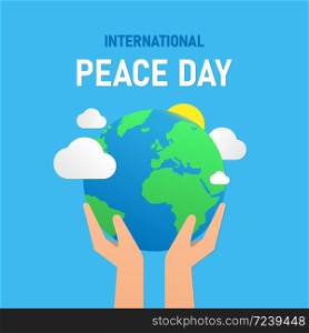 International Peace Day. Planet Earth in hands Vector EPS 10. International Peace Day. Planet Earth in hands. Vector EPS 10