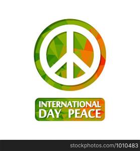 International Peace Day, poster with peace symbol, flat. International Peace Day, poster with peace symbol